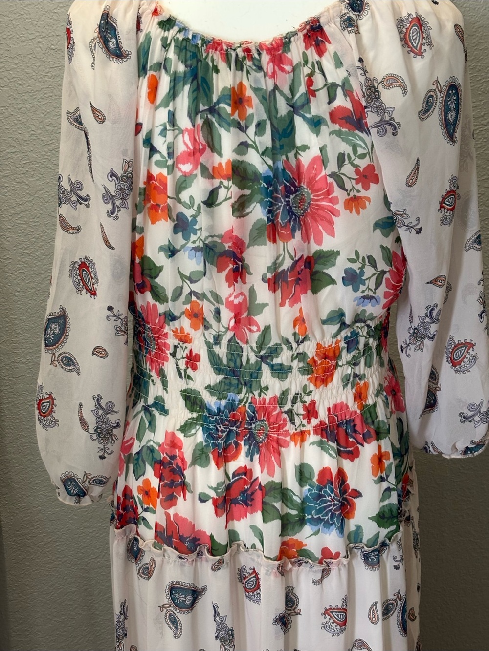 fig and flower White Floral Maxi Dress with Blue & Orange Accents - Picture 6 of 13